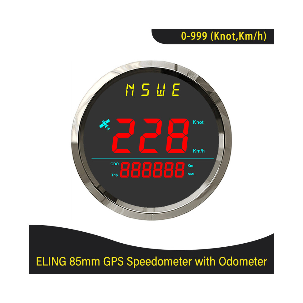 (-Bs) Newest 85Mm Digital Gps Speedometer 0-999 (Knots, Km/H) For Marine Sailboat Yacht With Backlight Gps Red 9008532338814