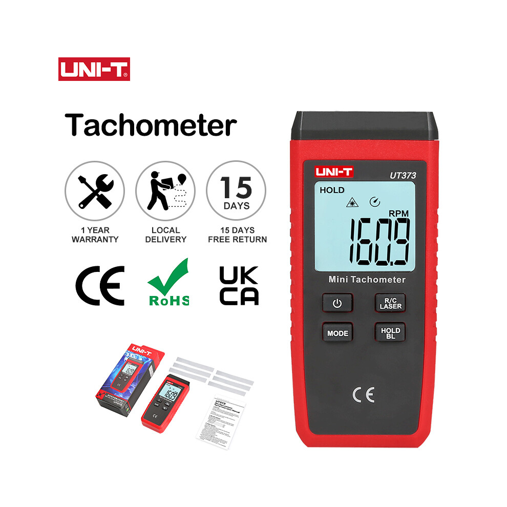 Uni-T Mini Digital Laser Tachometer Ut373 Non-Contact Tachometer Rpm Range 10-99999Rpm Tachometer Odometer 9008532327870