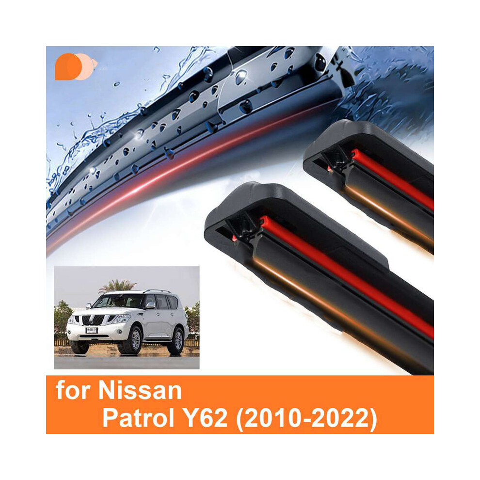 (2PCS) Suitable for Nissan Patrol Y62 rubber frameless and unsupported car windshield wiper blades, soft accessories,-image-OPC-PGJQMKJ-NEW