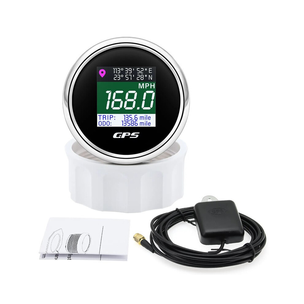 (Cx6183) Ad Digital Gps Speedometer 52Mm 12V 24V Tft Screen Trip Odo Mph Knot Km/H Gps Antenna For Motor Boat 9008532327474