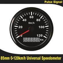 (120km-BN) Universal 85mm Speedometer Odometer Speedo Gauge for Car Truck Motor with Red Backlight 12V 24V (Pulse