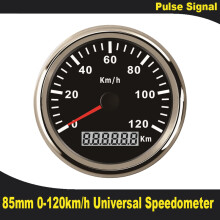 (120km-BS) Universal 85mm Speedometer Odometer Speedo Gauge for Car Truck Motor with Red Backlight 12V 24V (Pulse