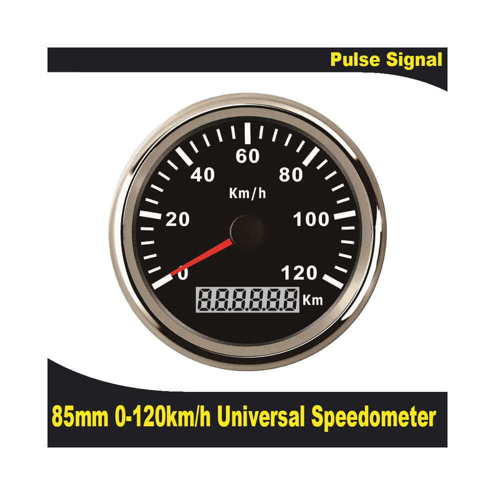 (120Km-Bs) Universal 85Mm Speedometer Odometer Speedo Gauge For Car Truck Motor With Backlight 12V 24V (Pulse Red 9008532336742