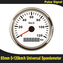 (120km-WS) Universal 85mm Speedometer Odometer Speedo Gauge for Car Truck Motor with Red Backlight 12V 24V (Pulse