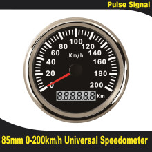 (200km-BS) Universal 85mm Speedometer Odometer Speedo Gauge for Car Truck Motor with Red Backlight 12V 24V (Pulse
