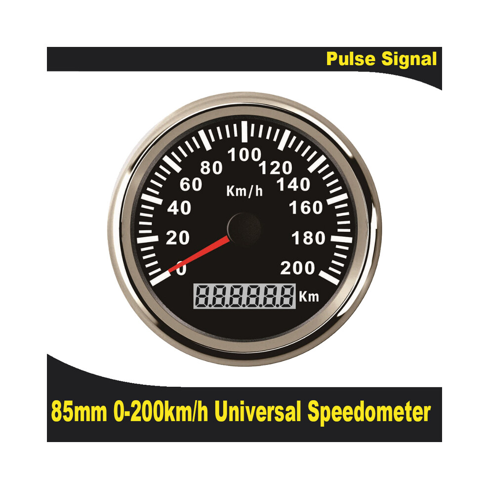 (200Km-Bs) Universal 85Mm Speedometer Odometer Speedo Gauge For Car Truck Motor With Backlight 12V 24V (Pulse Red 9008532336834