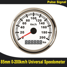 (200km-WS) Universal 85mm Speedometer Odometer Speedo Gauge for Car Truck Motor with Red Backlight 12V 24V (Pulse