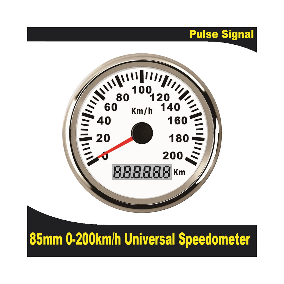 (200Km-Ws) Universal 85Mm Speedometer Odometer Speedo Gauge For Car Truck Motor With Backlight 12V 24V (Pulse Red 9008532336520