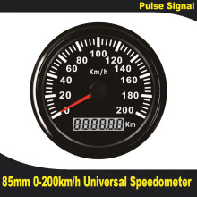 (200km-BN) Universal 85mm Speedometer Odometer Speedo Gauge for Car Truck Motor with Red Backlight 12V 24V (Pulse