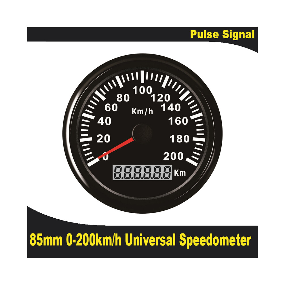 (200Km-Bn) Universal 85Mm Speedometer Odometer Speedo Gauge For Car Truck Motor With Backlight 12V 24V (Pulse Red 9008532336339