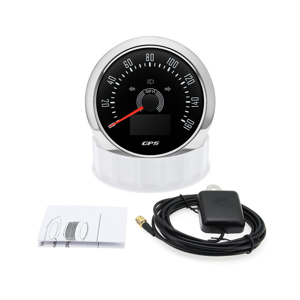 (160 Mph Bs) 85Mm Digital Gps Speedometer Speed Meter With Gps Antenna For Car Marine Boat 7 Color Backlight Speed 9008532338586