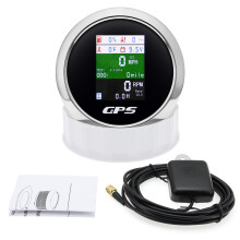 (Black SIlver) 6 in 1 Multi-functional 85MM GPS Speedometer+Fuel Level+Water Temp+Oil Press+Volt+Tachometer Temperarure