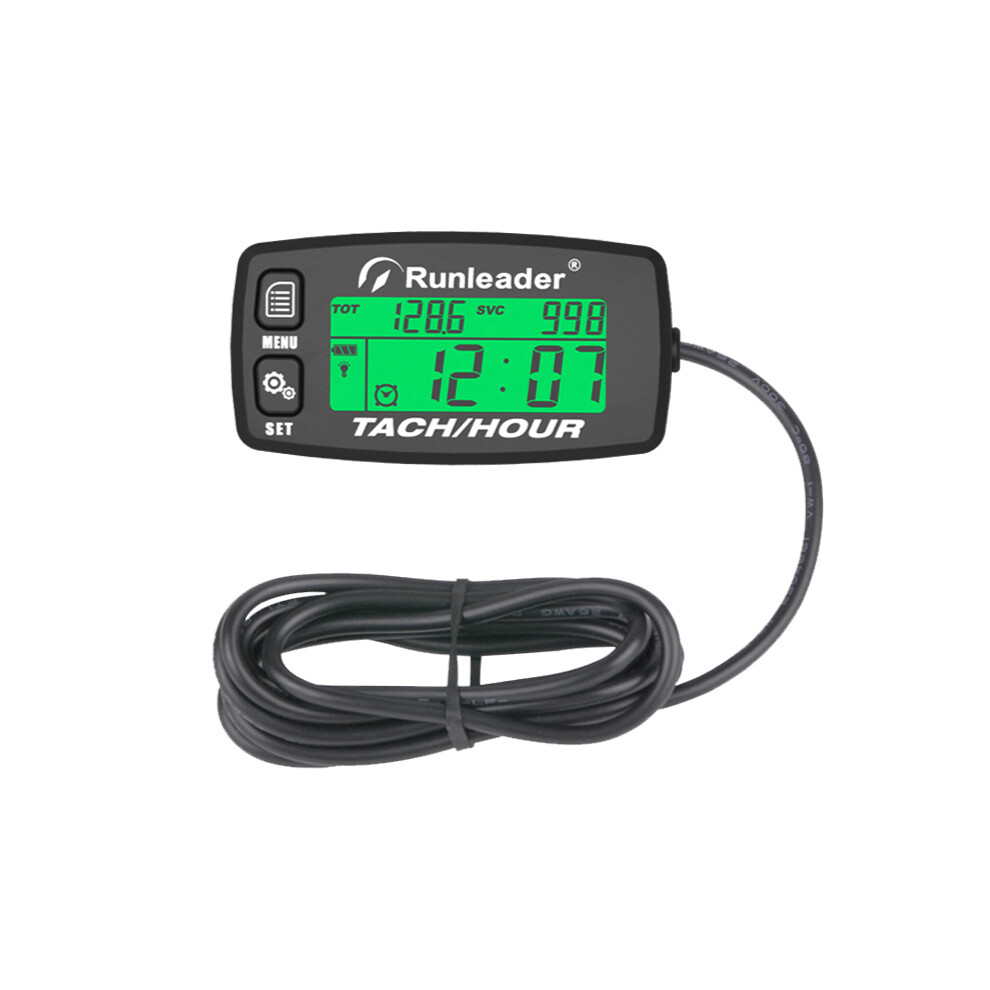 (Black) Tachometer Gauge Inductive Alert Rpm Engine Hour Meter Backlit Resettable Tacho Hour Meters For Motorcycle Black 9008532328228