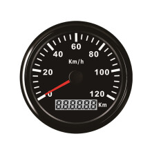 (120km-BN) 85mm Newest Speedometer Odometer Speed Gauge for Car Truck Motor with Red Backlight 12V 24V (Pulse Signal)