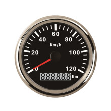 (120km-BS) 85mm Newest Speedometer Odometer Speed Gauge for Car Truck Motor with Red Backlight 12V 24V (Pulse Signal)