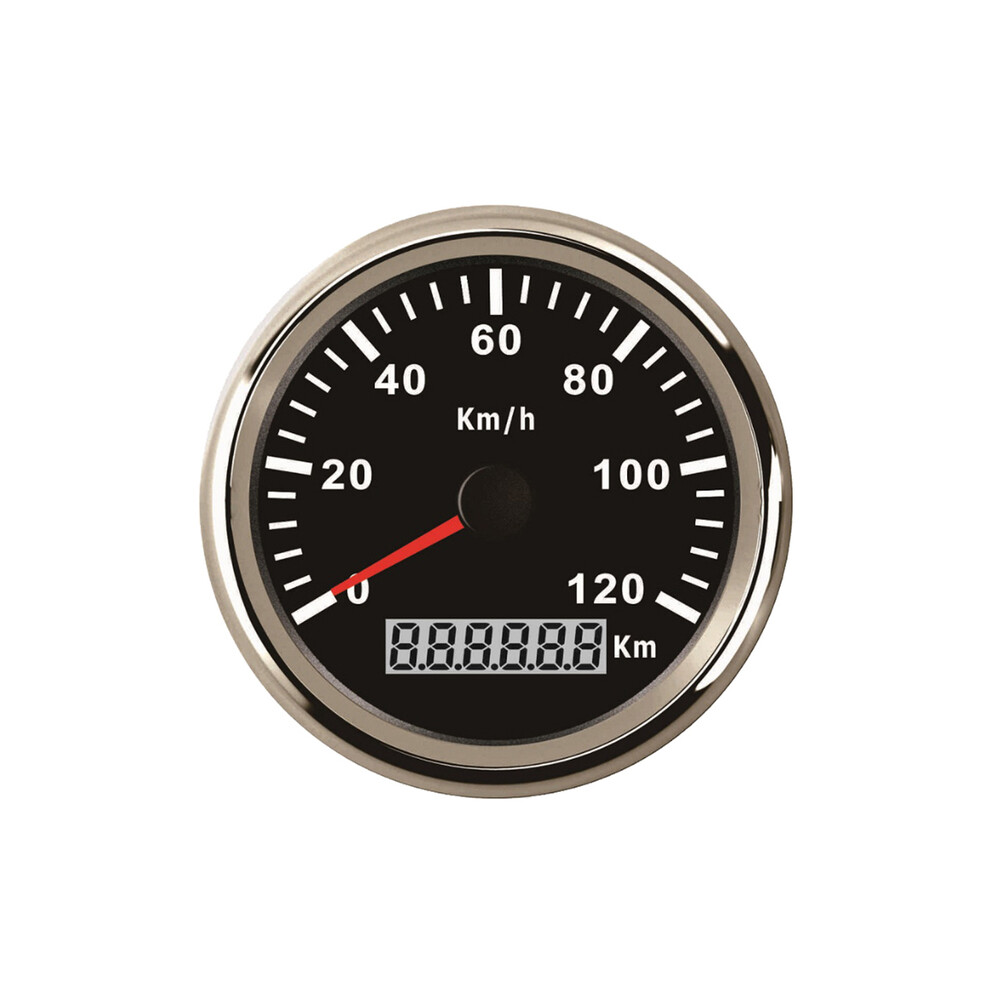 (120Km-Bs) 85Mm Newest Speedometer Odometer Speed Gauge For Car Truck Motor With Backlight 12V 24V (Pulse Signal) Red 9008532338623