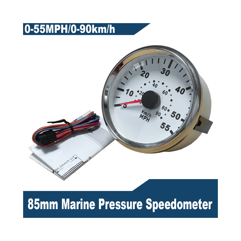 (55M Ws) Universal 85Mm 3-3/8" Speedometer Pitot Tube Pressure Signal Speed Meter Gauge 0-55Km/H 0-90Km/H 0-100 9008532333550