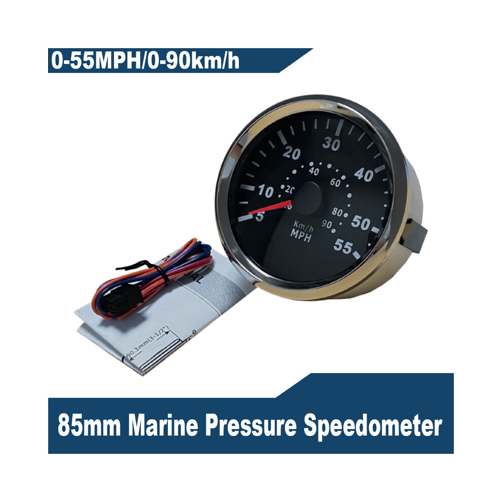 (55M Bs) Universal 85Mm 3-3/8" Speedometer Pitot Tube Pressure Signal Speed Meter Gauge 0-55Km/H 0-90Km/H 0-100 9008532333505