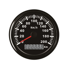 (200km-BN) 85mm Newest Speedometer Odometer Speed Gauge for Car Truck Motor with Red Backlight 12V 24V (Pulse Signal)