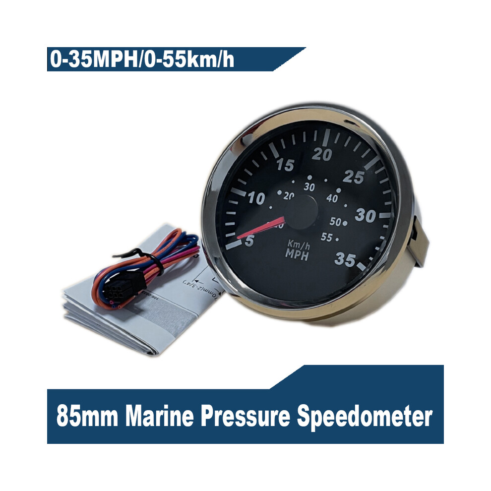 (35M Bs) Universal 85Mm 3-3/8" Speedometer Pitot Tube Pressure Signal Speed Meter Gauge 0-55Km/H 0-90Km/H 0-100 9008532333574
