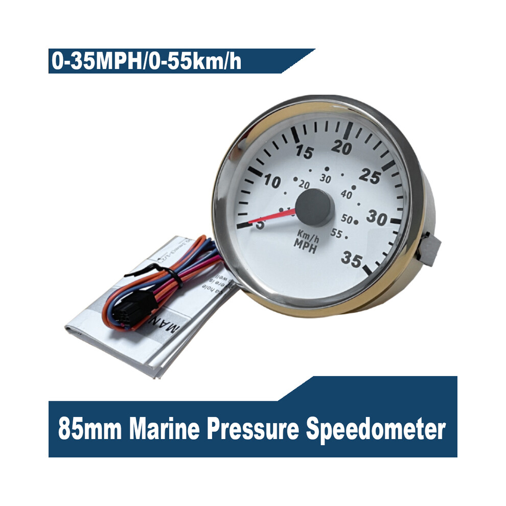 (35M Ws) Universal 85Mm 3-3/8" Speedometer Pitot Tube Pressure Signal Speed Meter Gauge 0-55Km/H 0-90Km/H 0-100 9008532333581