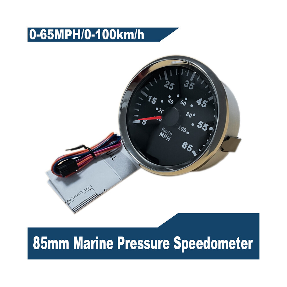 (65M Bs) Universal 85Mm 3-3/8" Speedometer Pitot Tube Pressure Signal Speed Meter Gauge 0-55Km/H 0-90Km/H 0-100 9008532333543