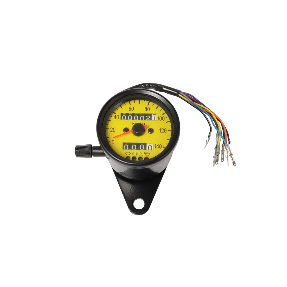 (Black) Retro Motorcycle Led Backlight Dual Odometer 0-140Km/H Speedometer Gauge Vintage Tachometer Universal Black 9008532334595
