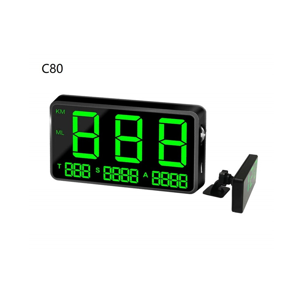 (C80 Gps Speedometer) Universal Gps Hud Speedometer Odometer Car Digital Speed Display Mph Over Speed Alarm Car Clock For 9008532328518