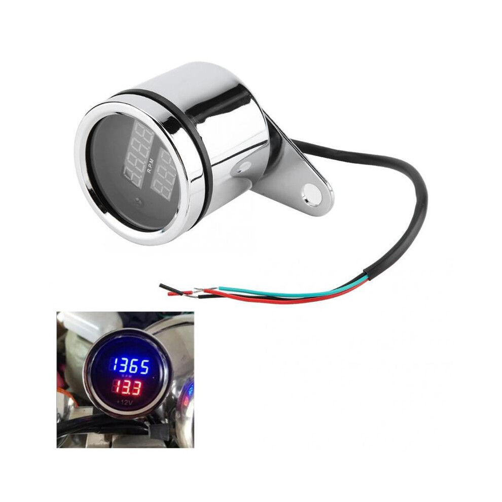 Universal 2 In 1 Motorcycle Led Digital Voltmeter Tachometer Gauge Odometer Speedometer Digital Tachometer 9008532330276