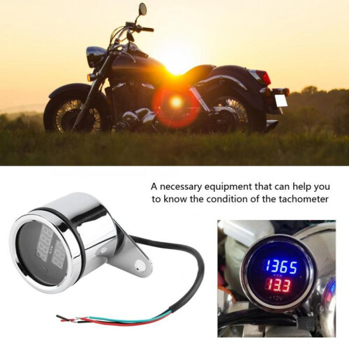 Universal 2 in 1 Motorcycle LED Digital Voltmeter Tachometer Gauge Odometer Speedometer digital tachometer 2