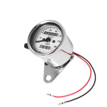 (chrome) Black 12V Motorcycle Dual Odometer Speedometer Gauge Miles Test Meter Motorbike Dual Speed Meter with