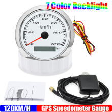 (120KMH WS) 7 Color Light 85MM GPS Speedometer Gauge Motorcycle Boat Car Truck Speed Gauge Meter with GPS Antenna