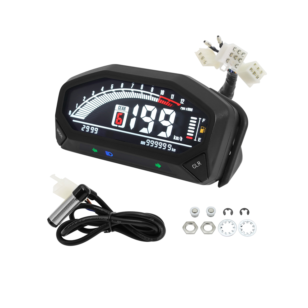 (With Sensor) 2024 New Led Adjustable Speedometer 10000 Rpm Display Speedometer Odemeter Tachometer Gaugr Moto Dashboard 9008532334427