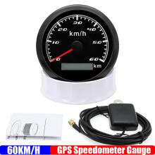 (60kmh BB) 7 Color Light 85MM GPS Speedometer Gauge Motorcycle Boat Car Truck Speed Gauge Meter with GPS Antenna