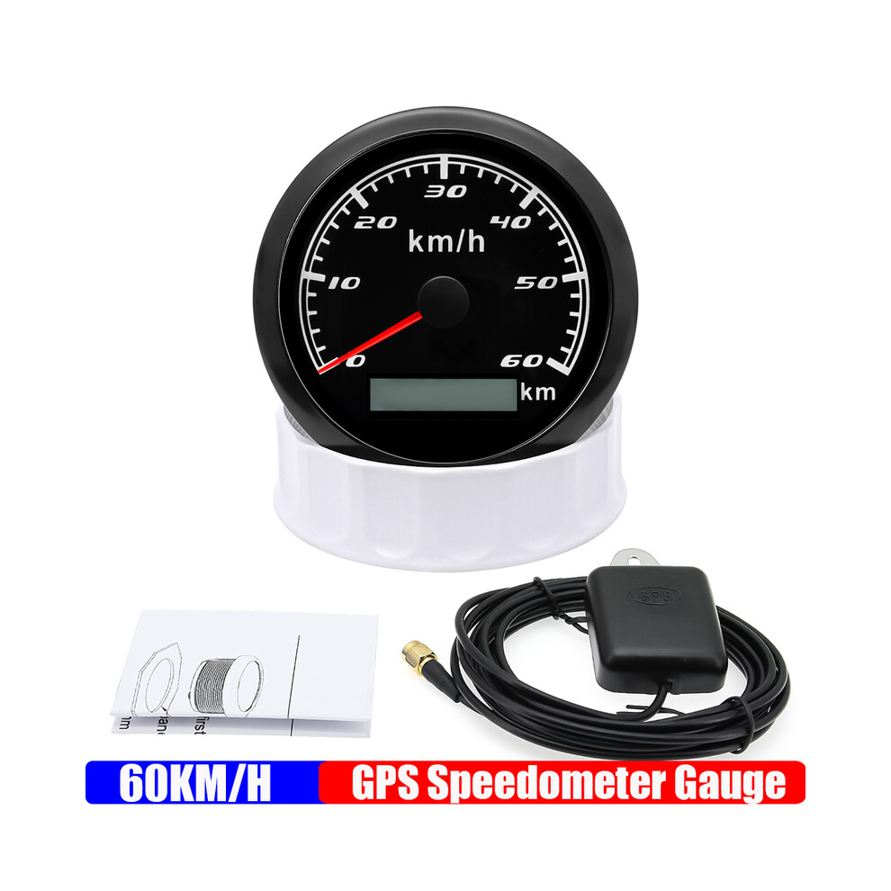 (60Kmh Bb) 7 Color 85Mm Gps Speedometer Gauge Motorcycle Boat Car Truck Speed Gauge Meter With Gps Antenna Light 9008532328709