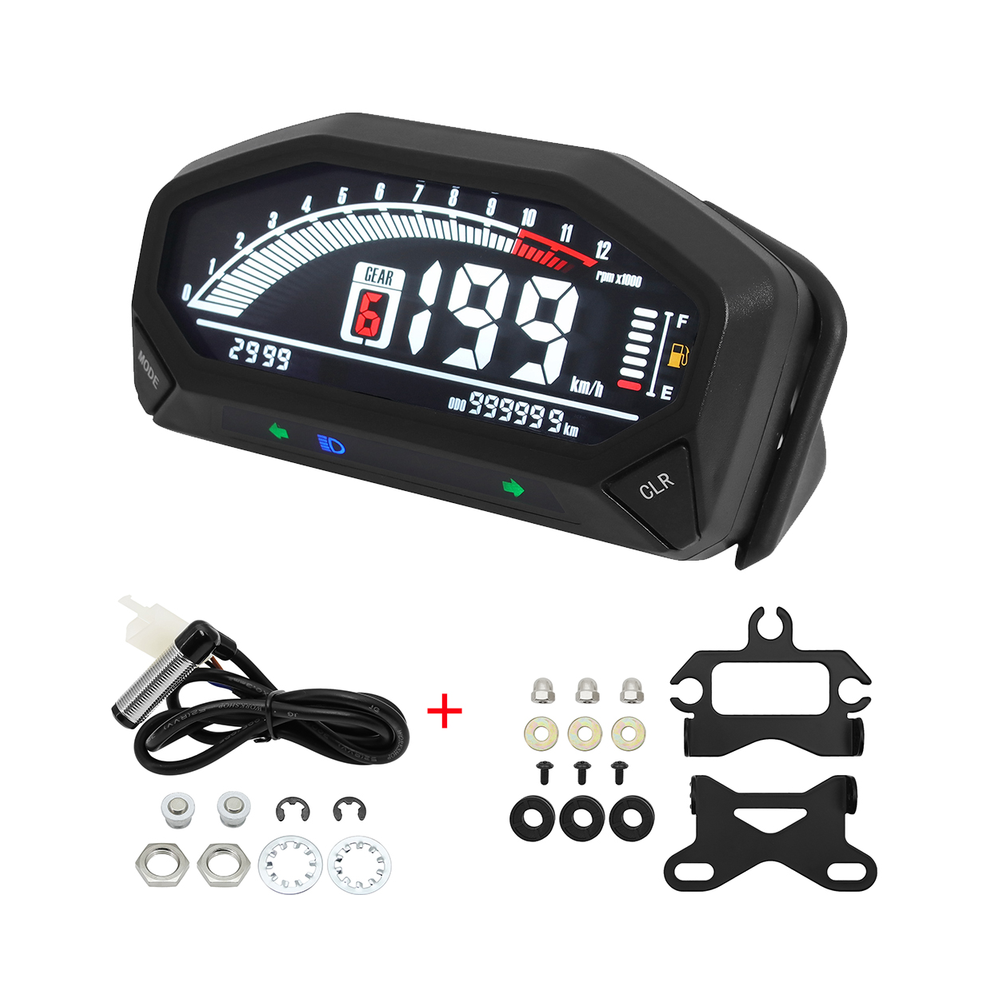 (Gauge Sensor Rack) 2024 New Led Adjustable Speedometer 10000 Rpm Display Speedometer Odemeter Tachometer Gaugr Moto Dashboard 9008532330856