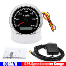 (60kmh BS) 7 Color Light 85MM GPS Speedometer Gauge Motorcycle Boat Car Truck Speed Gauge Meter with GPS Antenna