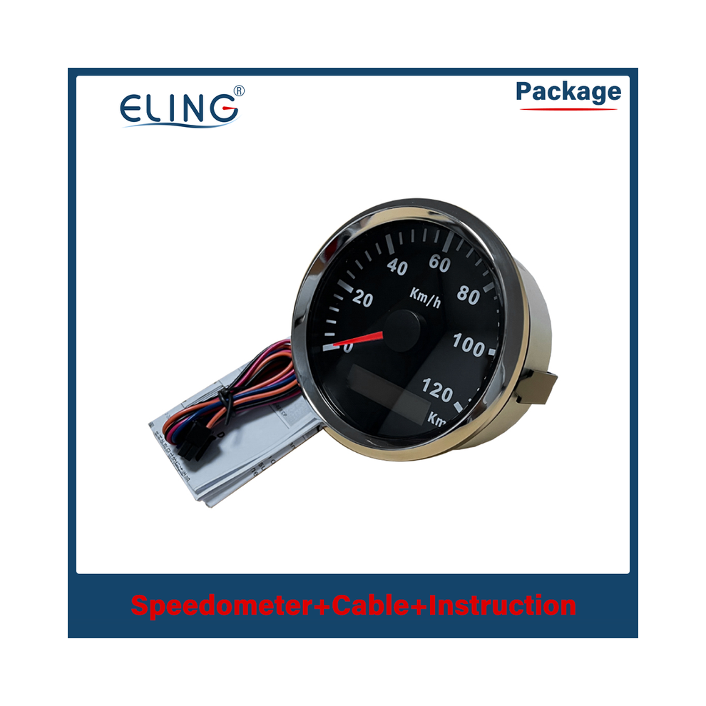 (120Km-Bs) Pulse Signal Waterproof Ip67 Motorcycle Speedometer Odometer Gauge For Car Truck Boat With Backlight Red 9008532329607