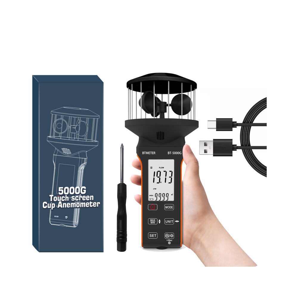 (Bt-5000G) Btmeter Handheld Anemometer Bt-5000G With Wind Air Temperature Measurement Interference Resistant Waterproof 9008532338692