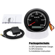(60KMH Black) Waterproof 85MM GPS Speedometer Speed Gauge Red Backlight GPS Sensor For Mairne Boat Car Parts