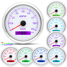 (80kmh WS) 85MM GPS Speedometer Gauge 7 Color Light with GPS Antenna Waterproof Motorcycle Boat Car Truck Speed