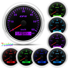 (60kmh BS) 85MM GPS Speedometer Gauge 7 Color Light with GPS Antenna Waterproof Motorcycle Boat Car Truck Speed