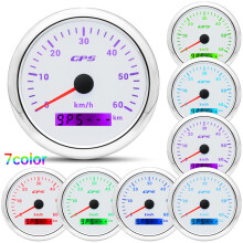(60kmh WS) 85MM GPS Speedometer Gauge 7 Color Light with GPS Antenna Waterproof Motorcycle Boat Car Truck Speed