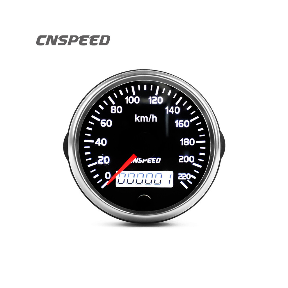 Universal 85Mm Speedometer 220Km/H Speed Gauge Meter 12V 24V With Backlight With Lcd For White/Amber 9008532331587