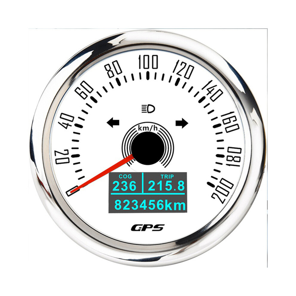 (Ws 200Kmh) 85Mm Boat Gps Speedometer 0-160 Mph 200 Kmh Odometer Gauge With Antenna Speed Meter Trip Odo Cog Waterproof 9008532332249