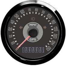 (150MPH BN) Classical 85mm GPS Speedometer Odometer Adjustable with Red and Yellow Backlight for Car Motorcycle