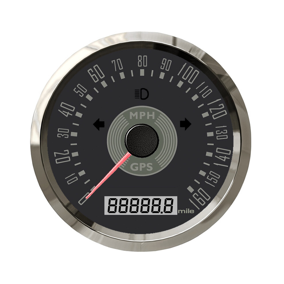 (160Mph Bs) Classical 85Mm Gps Speedometer Odometer Adjustable With And Backlight For Car Motorcycle Red/Yellow 9008532331686