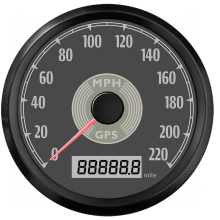 (220MPH BN) Classical 85mm GPS Speedometer Odometer Adjustable with Red and Yellow Backlight for Car Motorcycle