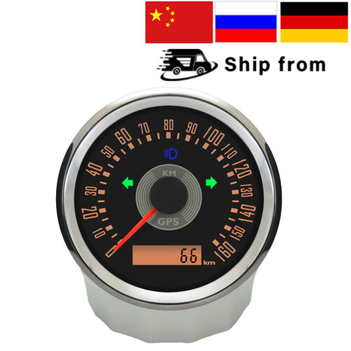 (220MPH BS) Classical 85mm GPS Speedometer Odometer Adjustable with Red and Yellow Backlight for Car Motorcycle 2