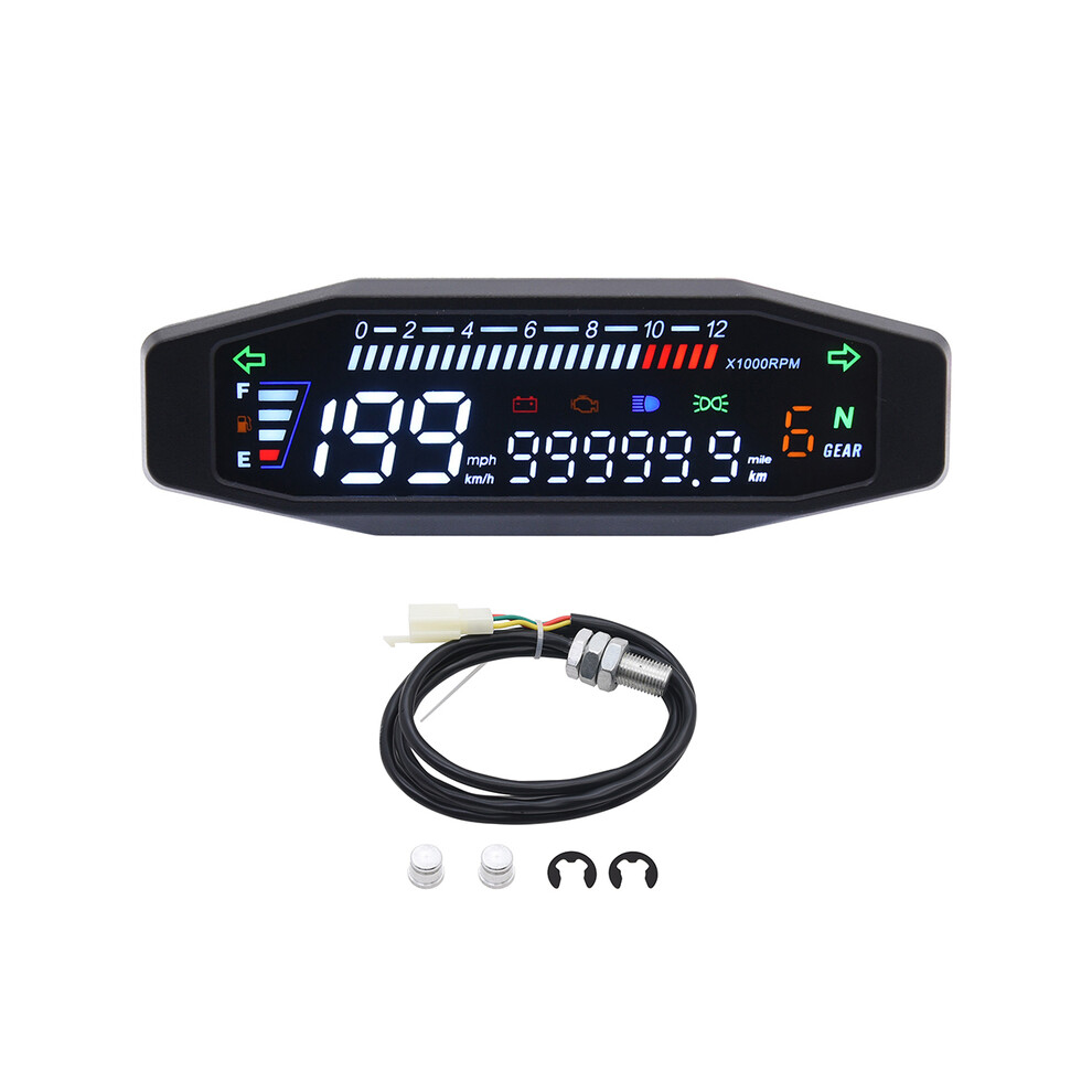 (With Sensor) Universal Motorcycle Speedometer Lcd Display Digital Meter Tachometer Dashboard Instrument Panel Meter 9008532333079